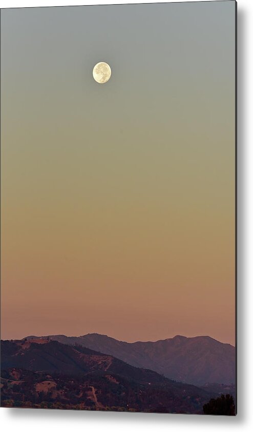 Full Moon Metal Print featuring the photograph Full Moon Sets on California Coast by Cindy McIntyre