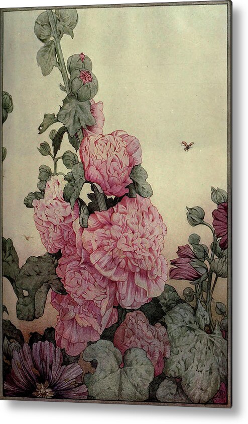 Botanical & Floral+flowers+other Metal Print featuring the painting Garden Fantasy Iv by Unknown