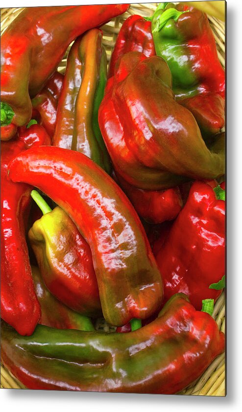 Bell Pepper Metal Print featuring the photograph Giant Marconi Sweet Peppers by Michael Gadomski