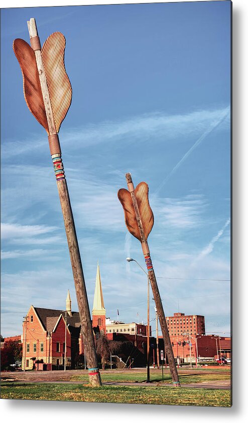America Metal Print featuring the photograph Giant Wooden Arrows of Fort Smith Arkansas by Gregory Ballos