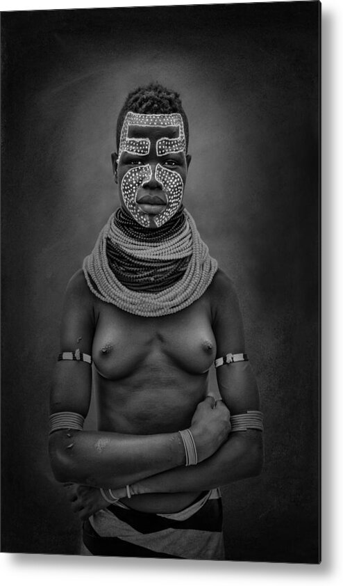 Ethiopia Metal Print featuring the photograph Girl From Karo Tribe by Svetlin Yosifov