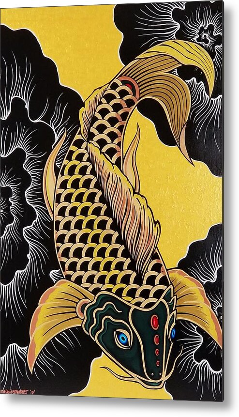  Metal Print featuring the painting Golden Koi Fish by Bryon Stewart