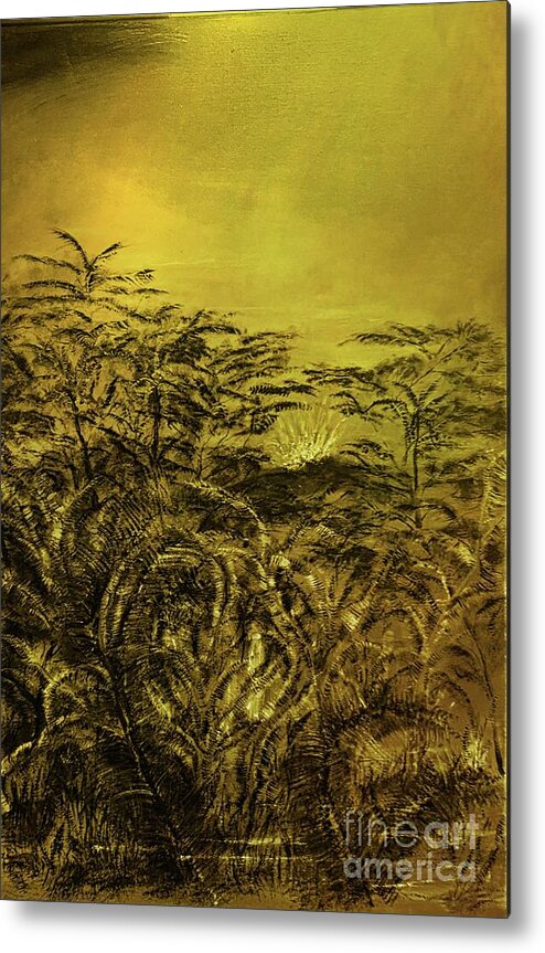 Aina Metal Print featuring the painting Golden Night by Michael Silbaugh