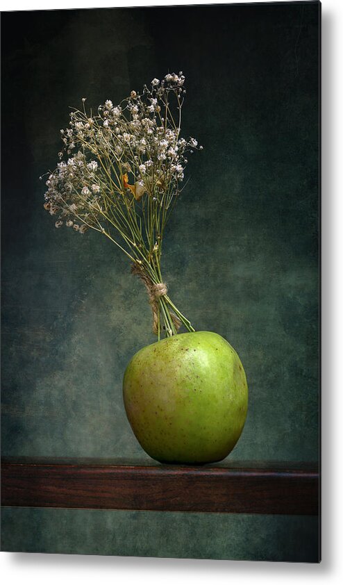 Still Life Metal Print featuring the photograph Green Apple by Brig Barkow