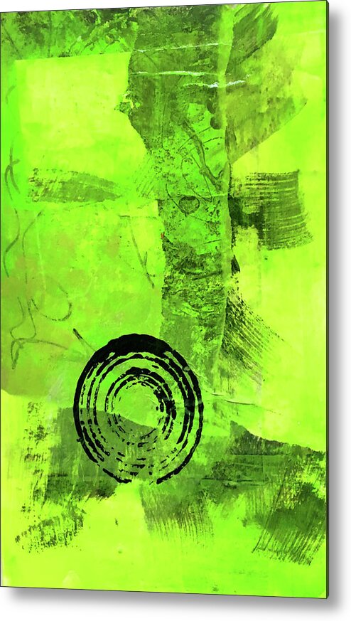 Large Green Abstract Metal Print featuring the painting Green Balance No. 2 by Nancy Merkle