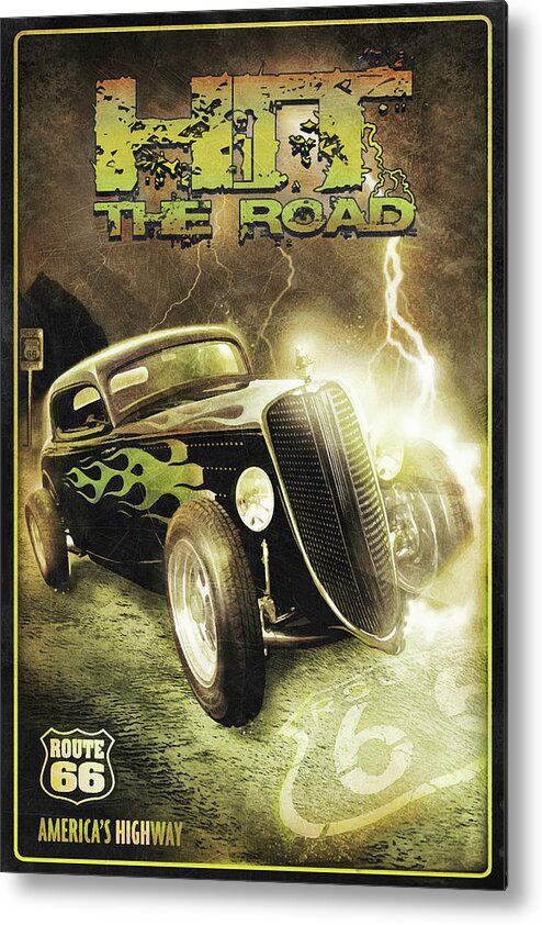 Heavy Metal Hot Rod Metal Print featuring the mixed media Heavy Metal Hot Rod by Old Red Truck