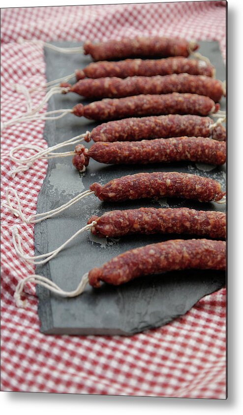 San Francisco Metal Print featuring the photograph Homemade Italian Sausage Tied With by Elisa Cicinelli