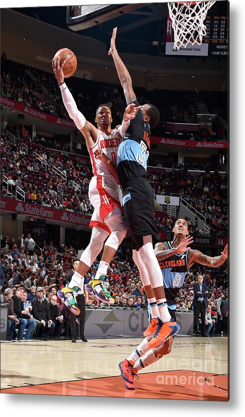 Russell Westbrook Metal Print featuring the photograph Houston Rockets V Cleveland Cavaliers by David Liam Kyle