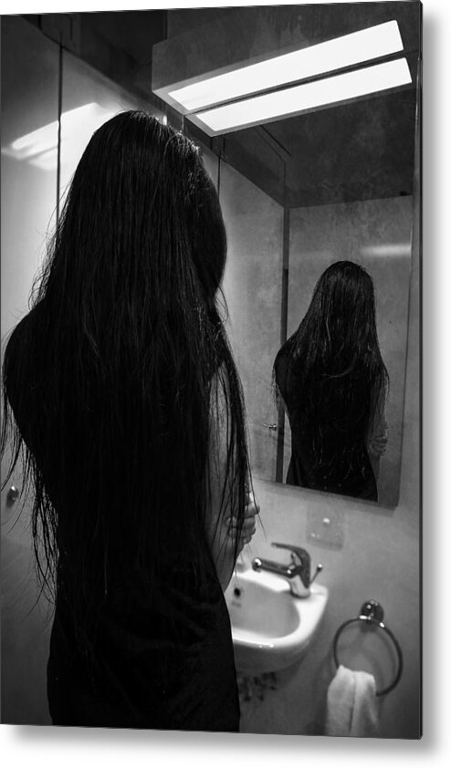 Conceptual Metal Print featuring the photograph I Hate Mirror by Anthony Skip