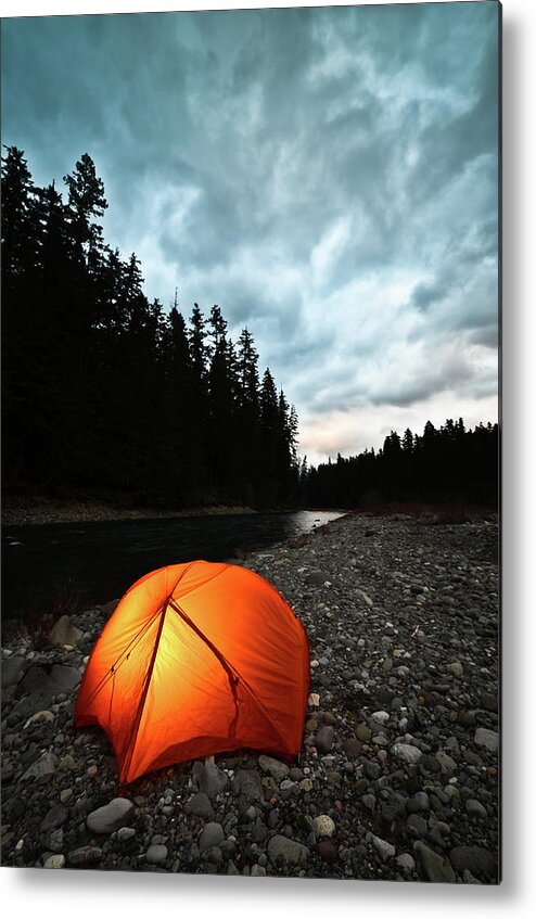 Camping Metal Print featuring the photograph Illuminated Tent by Thinair28