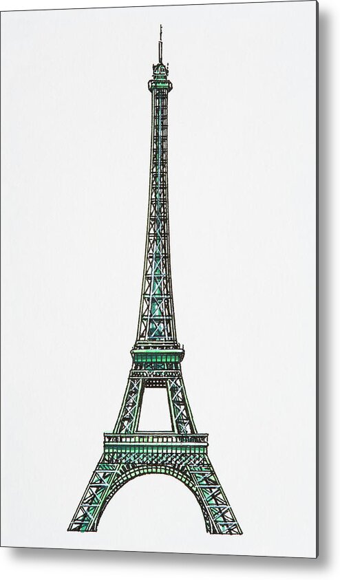 Watercolor Painting Metal Print featuring the digital art Illustration Of The Eiffel Tower by Dorling Kindersley