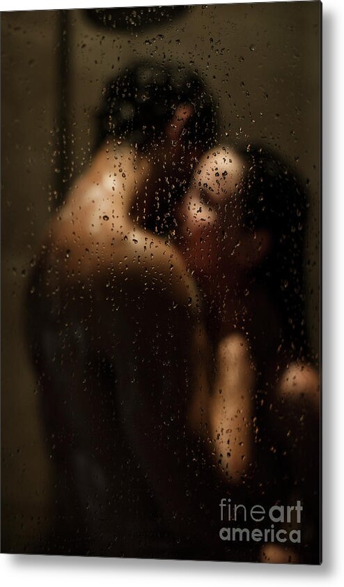 Young Men Metal Print featuring the photograph Intimate Young Couple In Shower by Westend61