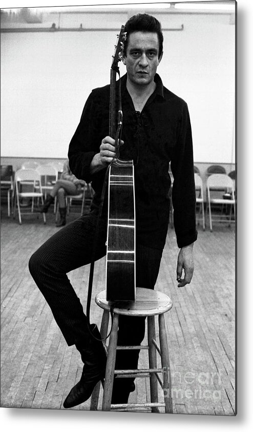 Singer Metal Print featuring the photograph Johnny Cash On The Jimmy Dean Show by The Estate Of David Gahr
