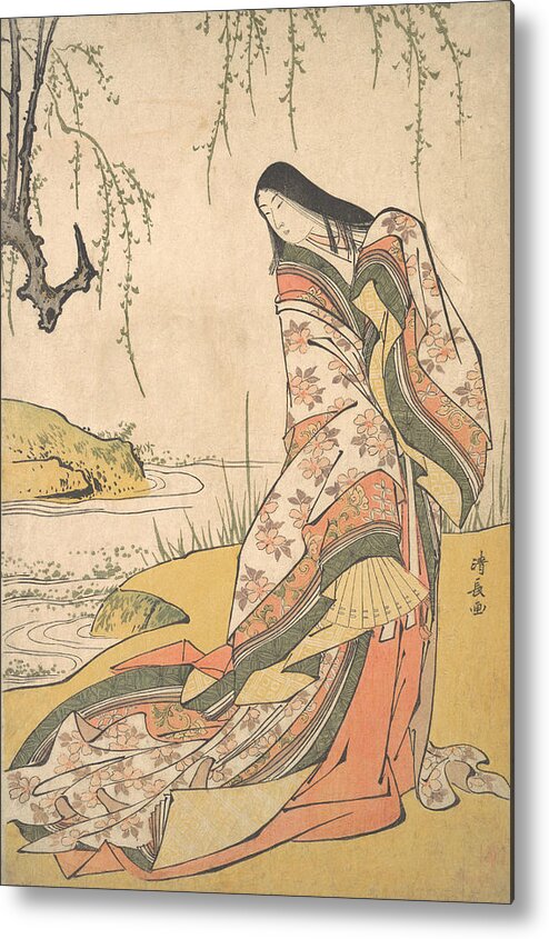 18th Century Art Metal Print featuring the relief Kanjo - A Court Lady by Torii Kiyonaga