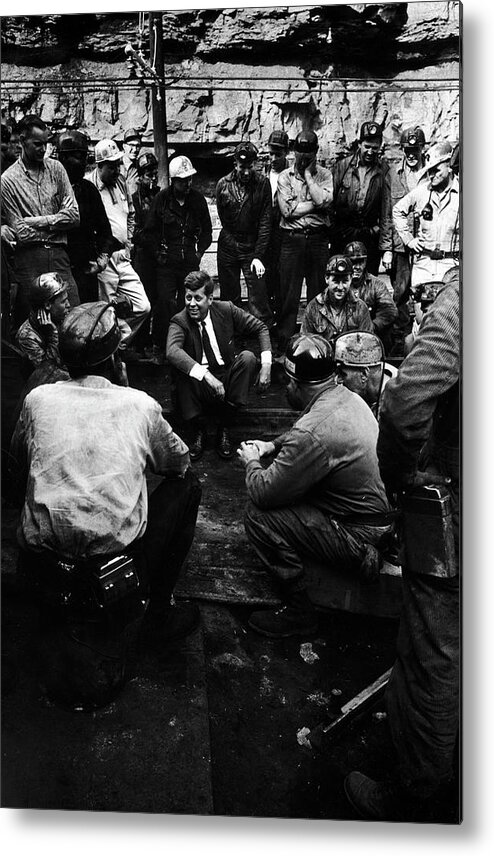 Primary Election Metal Print featuring the photograph Kennedy with Miners by Hank Walker