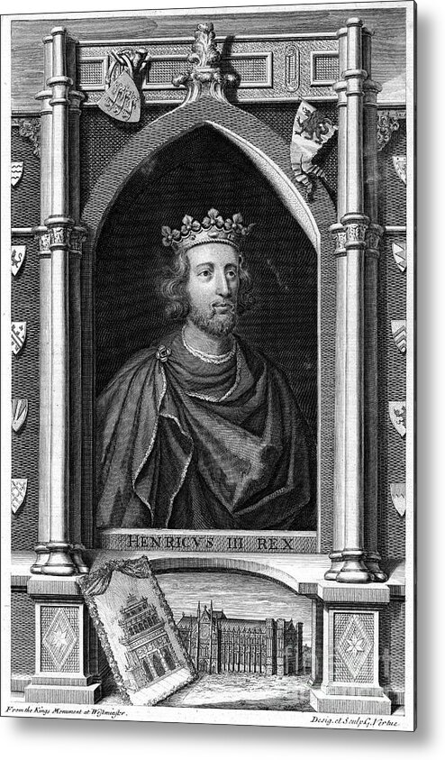 Crown Metal Print featuring the drawing King Henry IIi, 18th Century.artist by Print Collector