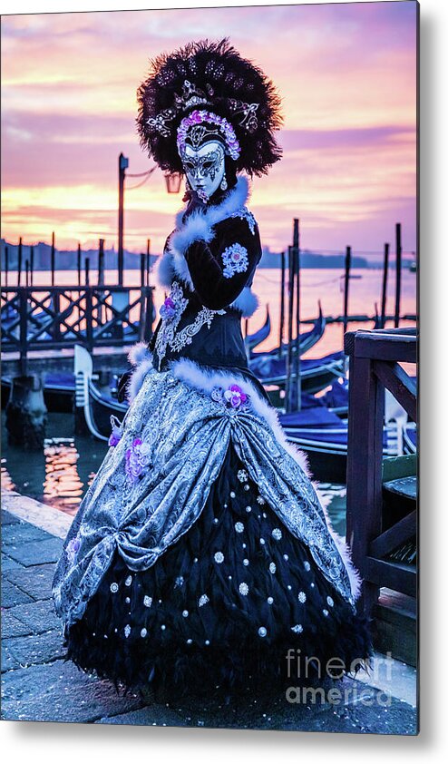 Carnival Metal Print featuring the photograph Lady in black by Lyl Dil Creations