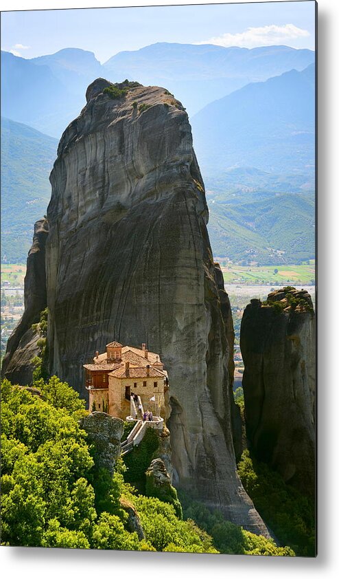 Landscape Metal Print featuring the photograph Landscape View At Meteora Monastery by Jan Wlodarczyk