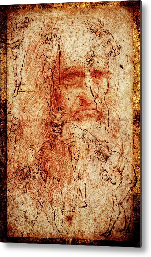 Leonardo Da Vinci Metal Print featuring the digital art Leonardo's Mind 1 by John Vincent Palozzi