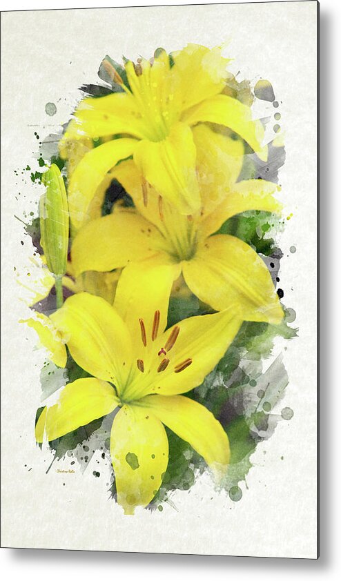 Lily Metal Print featuring the mixed media Lily Watercolor Art by Christina Rollo