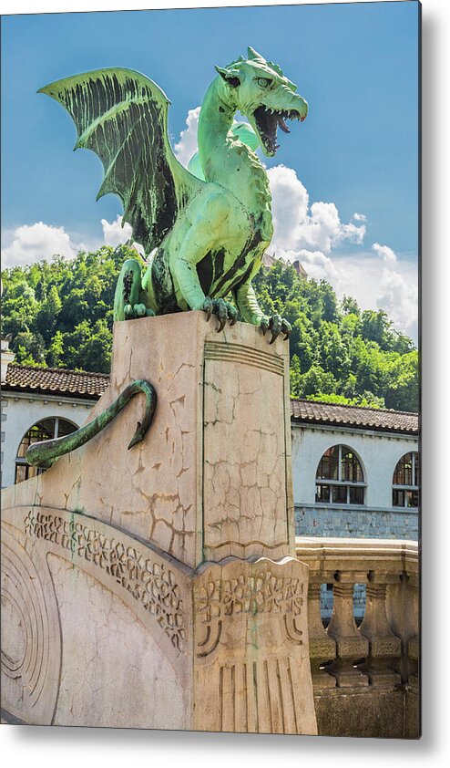 Bridge Metal Print featuring the photograph Ljubljana's Dragon by W Chris Fooshee