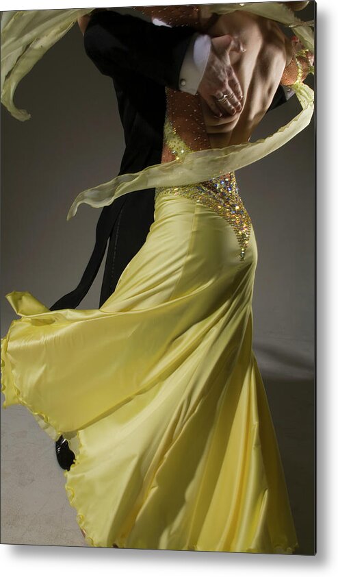 Caucasian Ethnicity Metal Print featuring the photograph Man And Woman Ballroom Dancing, Low by Pm Images