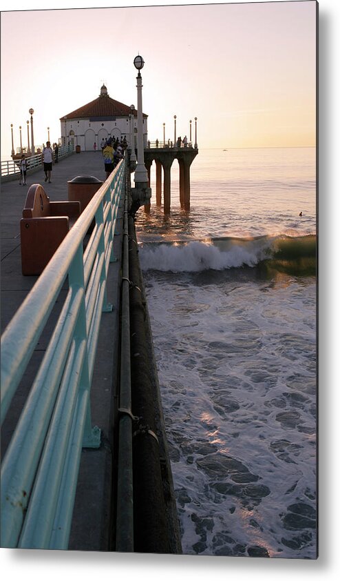 Scenics Metal Print featuring the photograph Manhattan Beach Pier by P wei