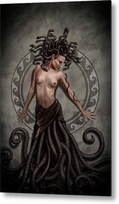 Medusa Metal Print featuring the digital art Medusa by Sami Matilainen