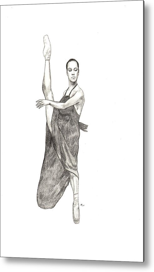 Dancer Metal Print featuring the drawing Misty Ballerina Dancer by Lee McCormick