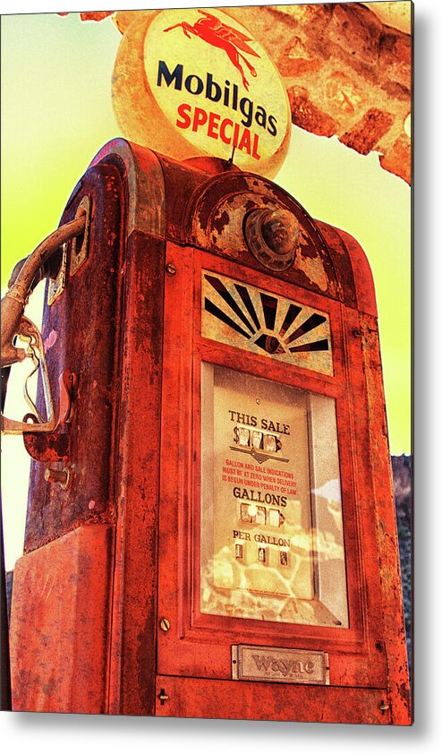 Mobilgas Metal Print featuring the photograph Mobilgas Special - Vintage Wayne Pump by Tatiana Travelways