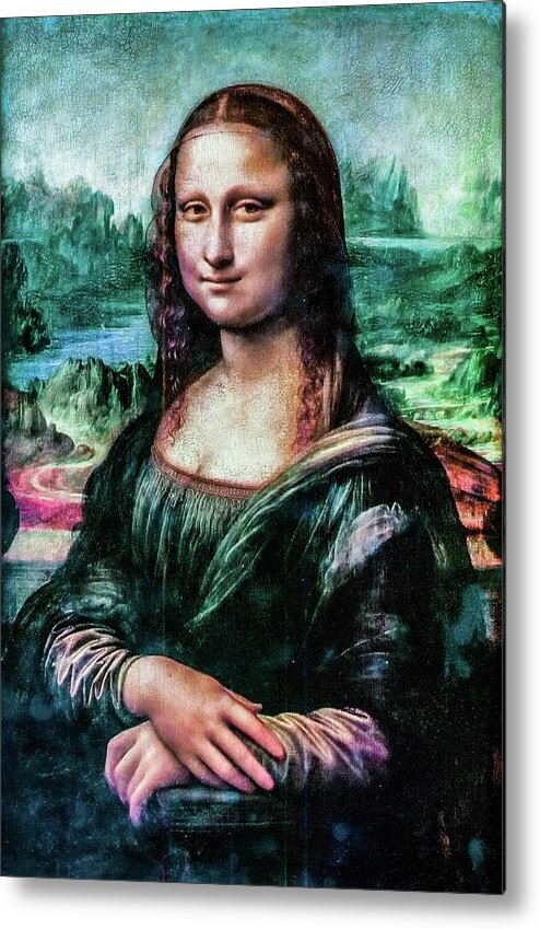 Mona Lisa Metal Print featuring the mixed media Mona Lisa by Teresa Trotter