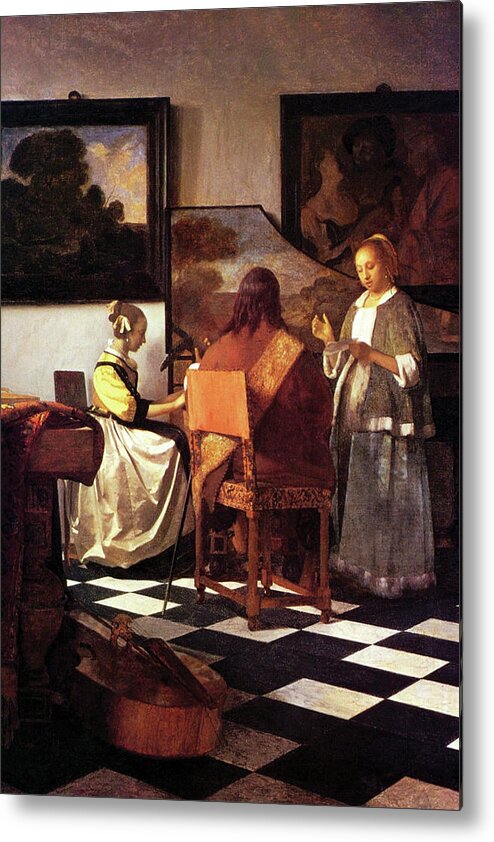 Renaissance Metal Print featuring the painting Musical Trio by Johannes Vermeer