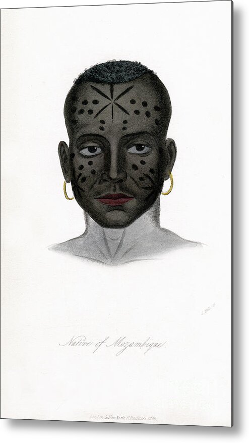 Engraving Metal Print featuring the drawing Native Of Mozambique, C1850.artist by Print Collector