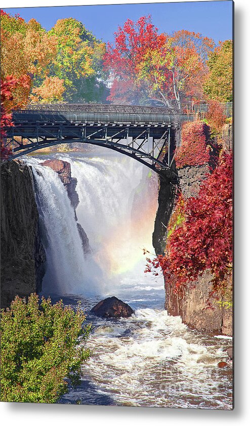 Paterson Falls Metal Print featuring the photograph NJ Great Falls in Autumn by Regina Geoghan