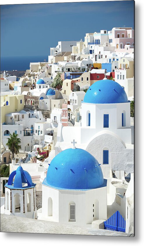 Greek Culture Metal Print featuring the photograph Oia Village Santorini Blue Greek by Peskymonkey