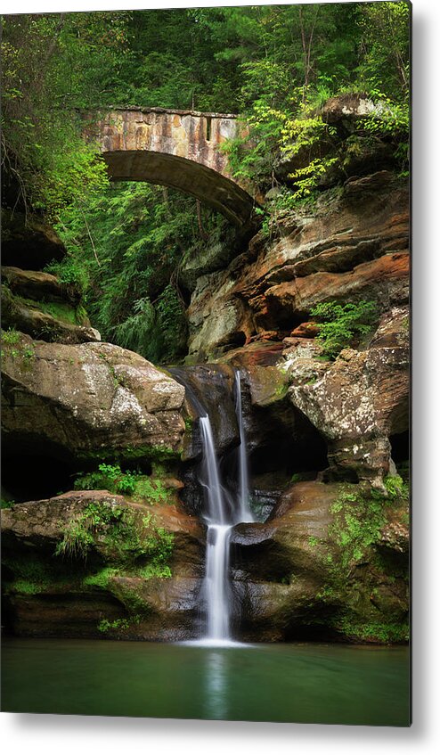 Agua Metal Print featuring the photograph Old Man's Cave Upper Falls, Hocking by Alan Majchrowicz