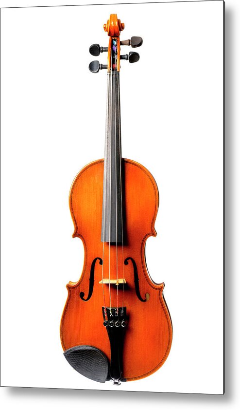 Art Metal Print featuring the photograph Old Violin On White by Sjo