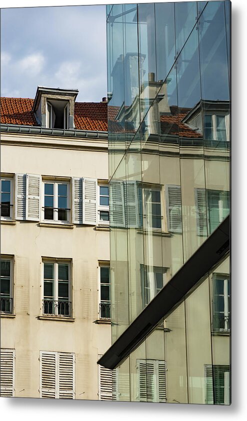 Architecture Metal Print featuring the photograph Parisian Windows Reflected by Liz Albro