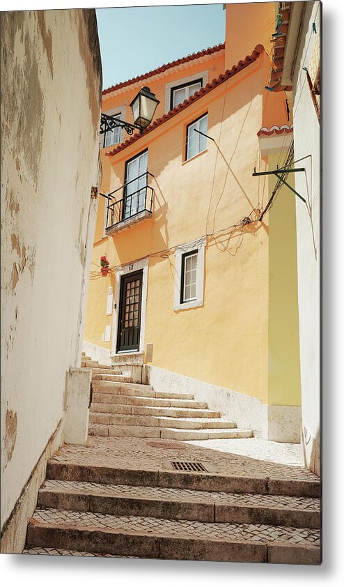 Lisbon Metal Print featuring the photograph Peach Stairs by Lupen Grainne