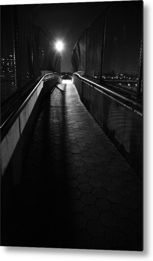 Tranquility Metal Print featuring the photograph Pedestrian Overpass At Night by Adam Garelick