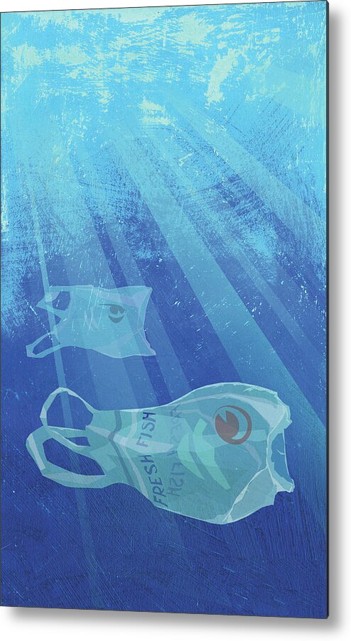 Plastic Carrier Bags Like Fish Metal Print by Ikon Images - Fine Art America