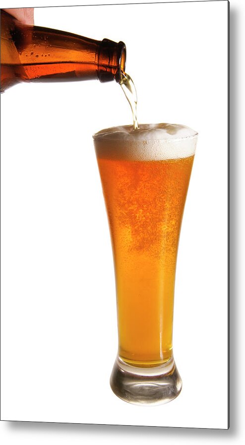 White Background Metal Print featuring the photograph Pouring Beer Wclipping Path by Doug4537