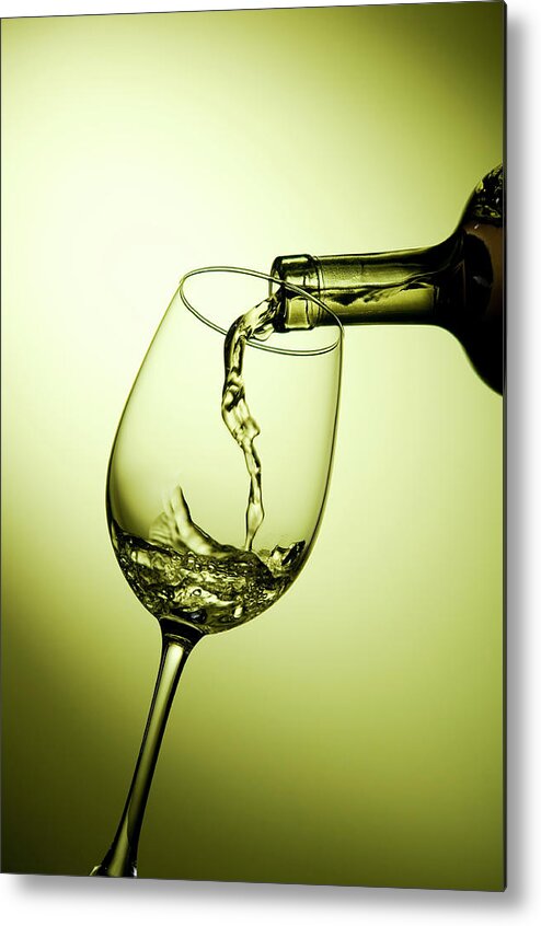 Alcohol Metal Print featuring the photograph Pouring White Wine by Carlosalvarez