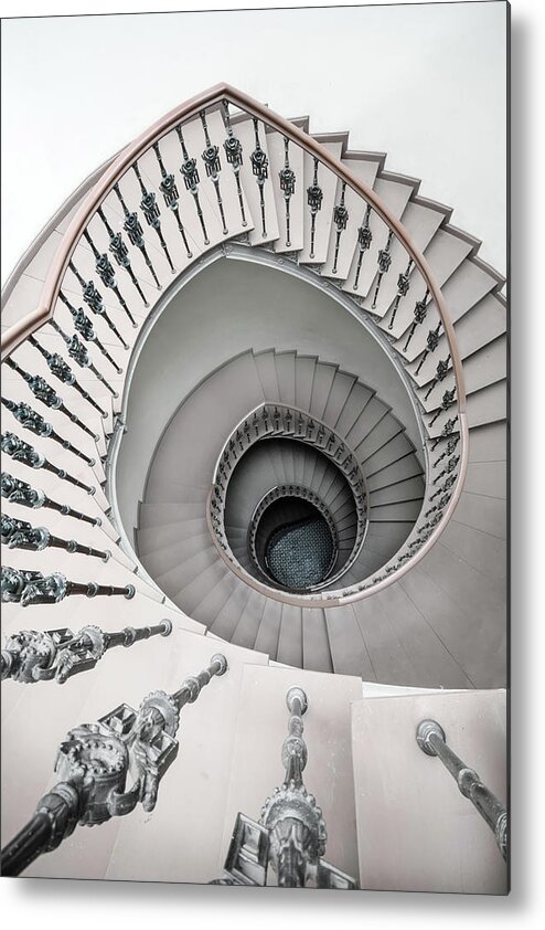 Staircase Metal Print featuring the photograph Pretty white spiral staircase by Jaroslaw Blaminsky