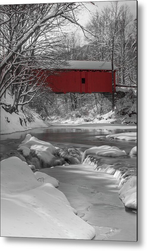 Northfield Metal Print featuring the photograph Red Covered Bridge by Rob Davies