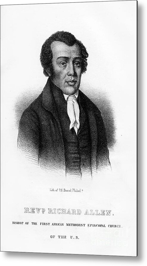 Engraving Metal Print featuring the drawing Richard Allen, African American Founder by Print Collector