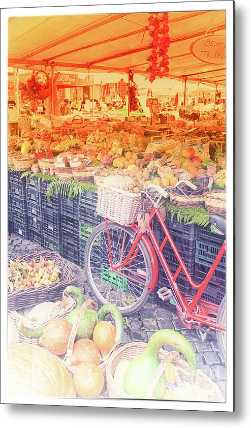 Red Bike Metal Print featuring the photograph Rome 4 by Becqi Sherman