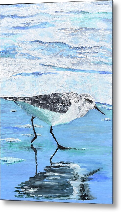 Sea Ocean Metal Print featuring the painting Sandpiper by Toni Willey