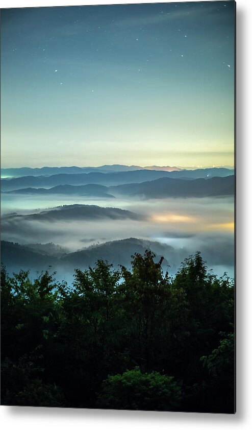 Tranquility Metal Print featuring the photograph Sea Of Clouds Under Night Sky Filled by Trevor Williams