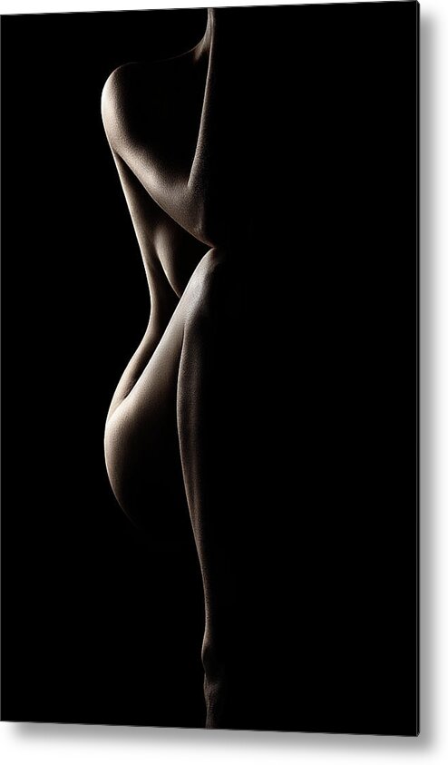 Nude Metal Print featuring the photograph Silhouette of nude woman by Johan Swanepoel